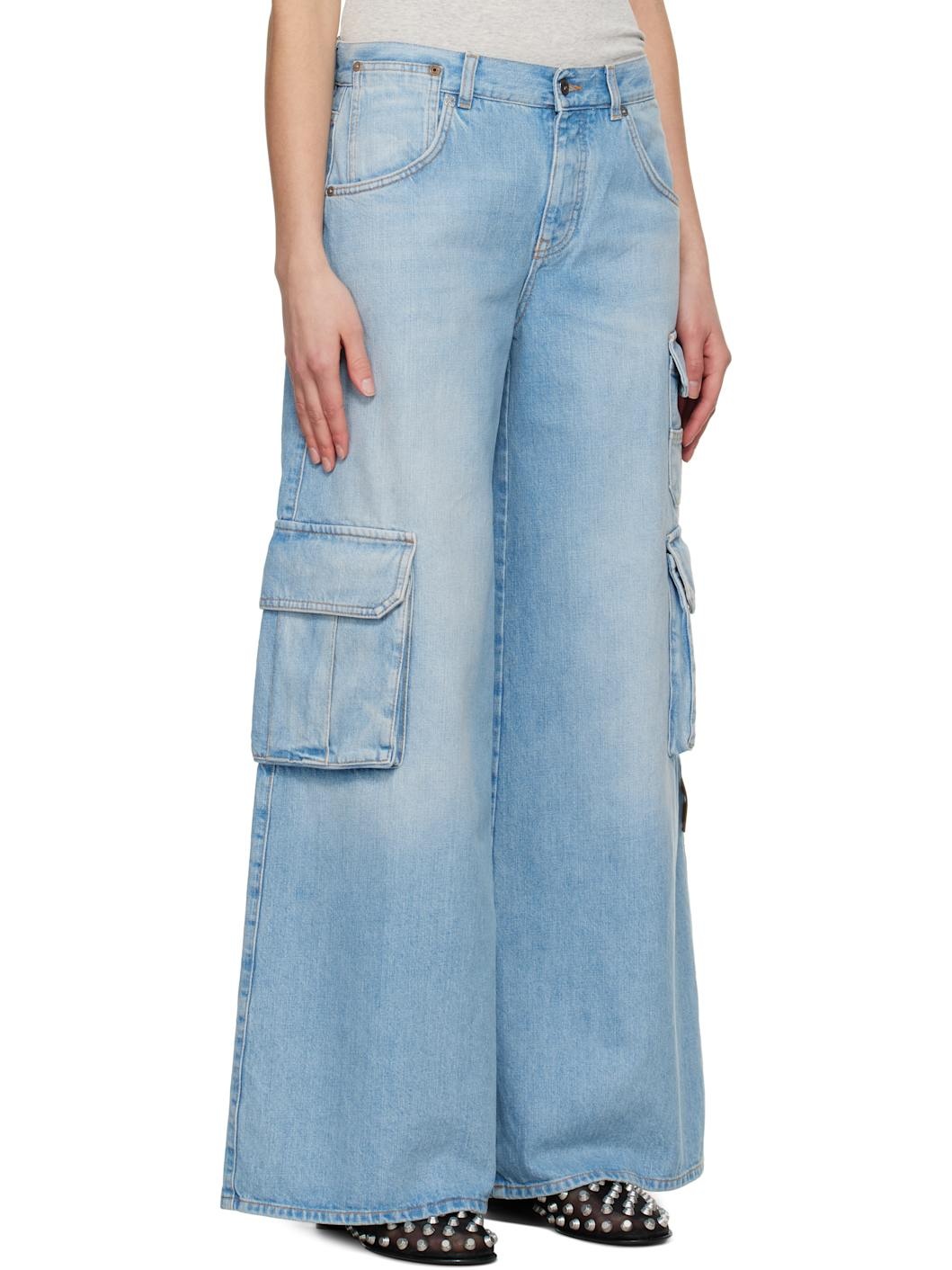 Blue Wide-Leg Denim Jeans - 2