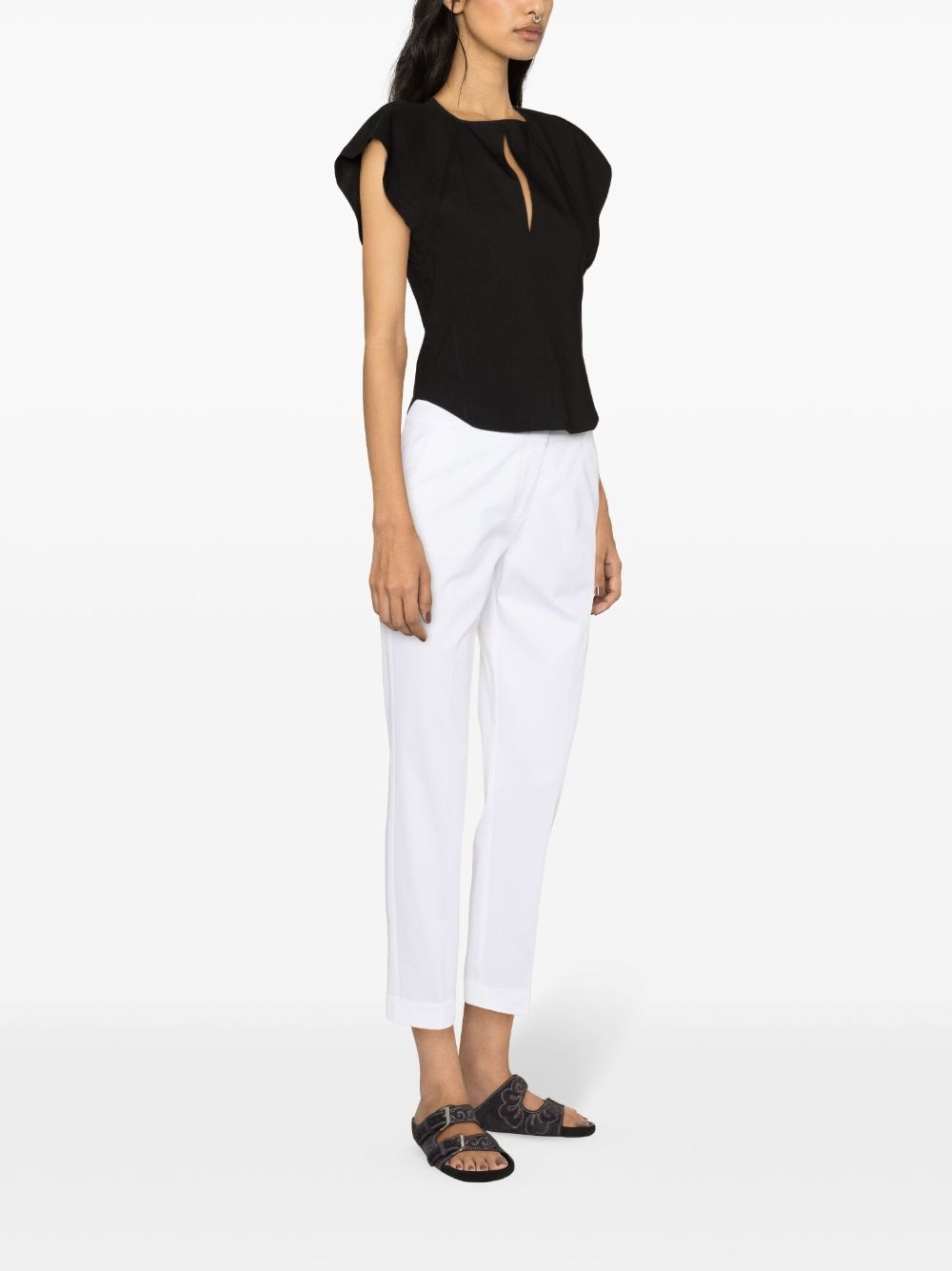 mid-rise cropped slim trousers - 3
