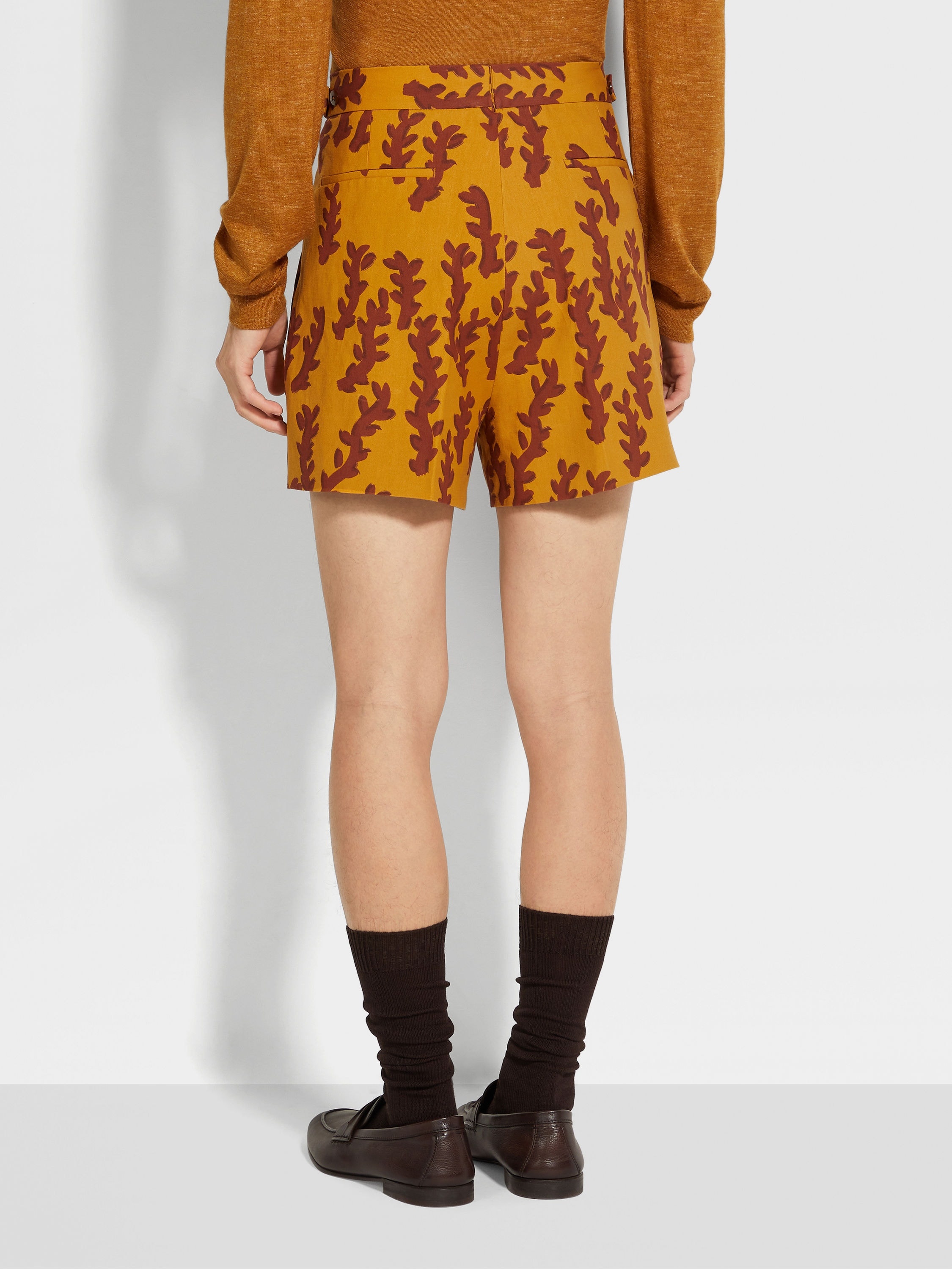 OCHRE AND BRICK RED OASI LINO SHORTS - 6