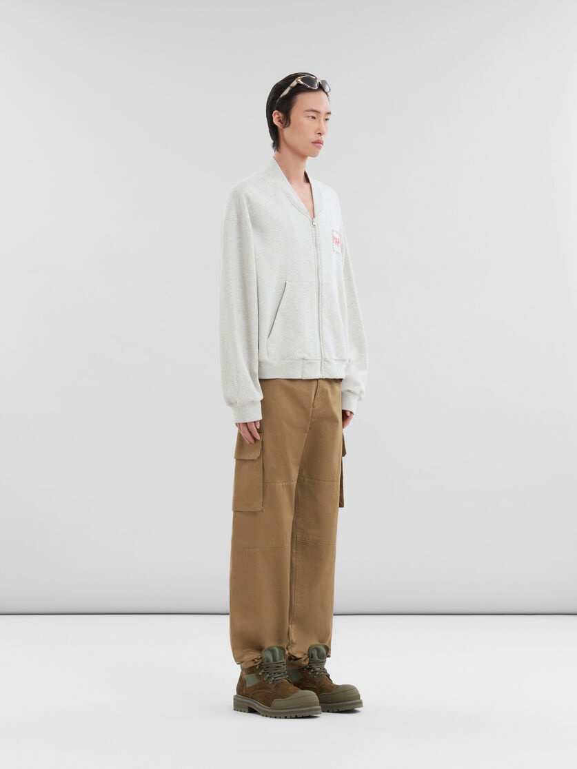 GREY MELANGE COTTON BOMBER WITH MARNI PATCH - 5