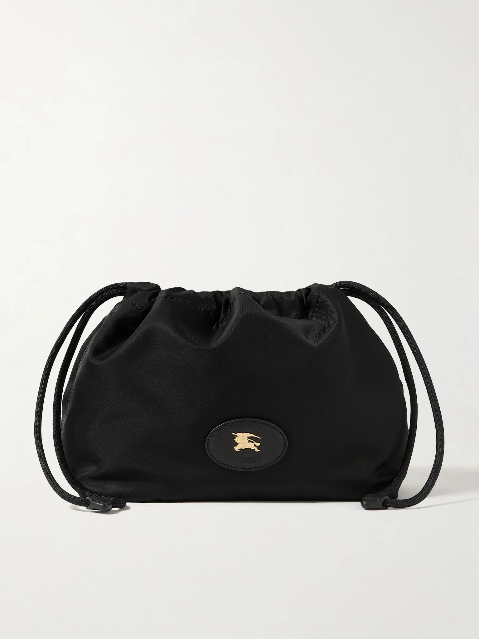 Reversible leather-trimmed shell pouch Black - 1