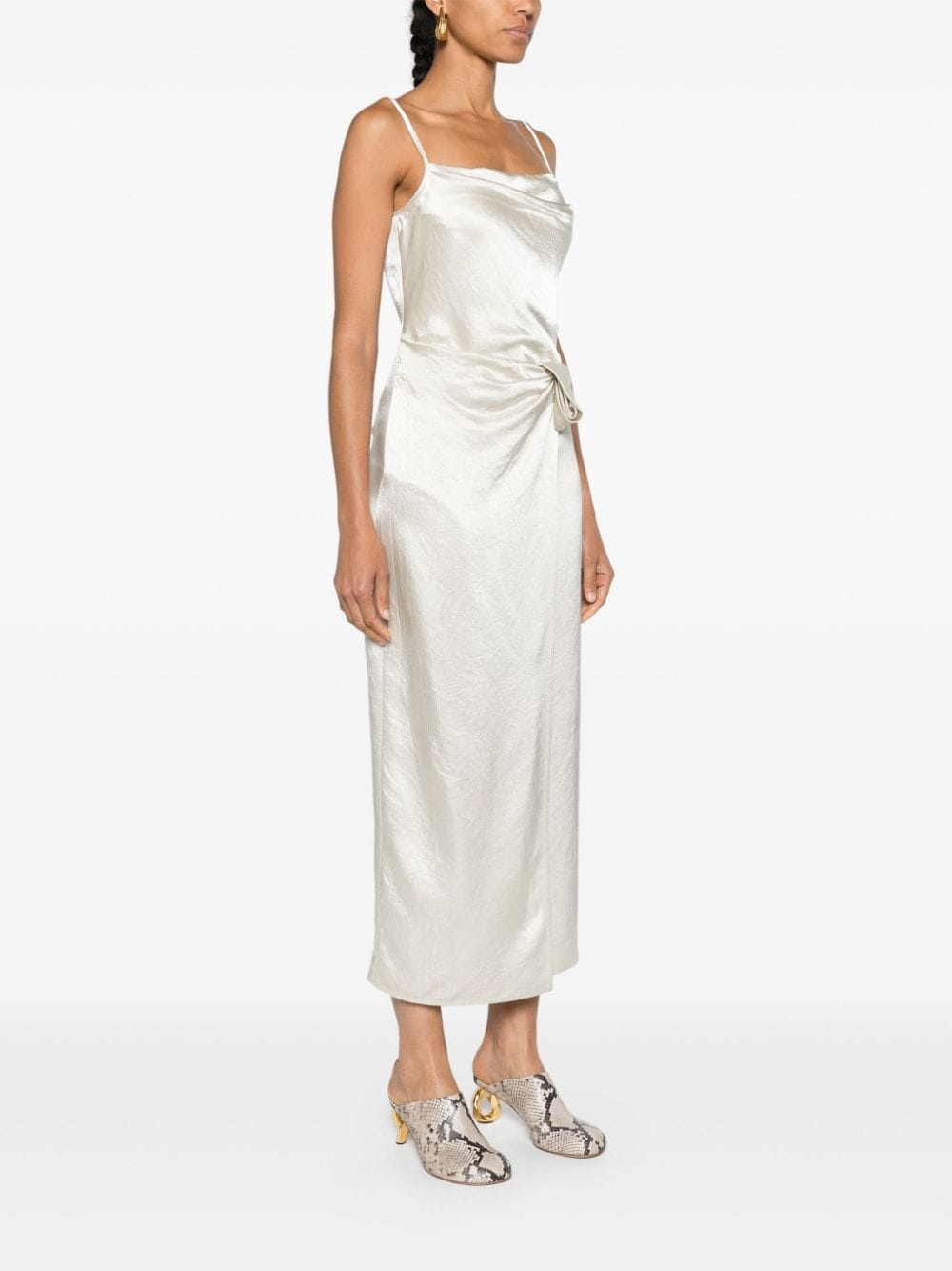 ruched-detailing satin midi dress - 3