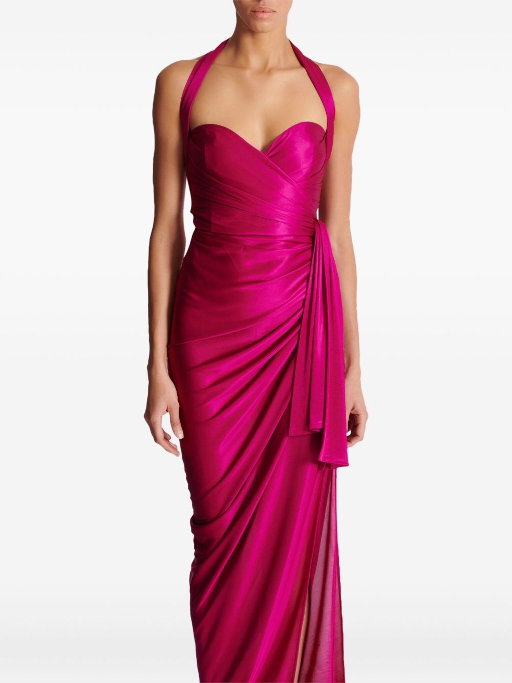 draped jersey midi dress - 5