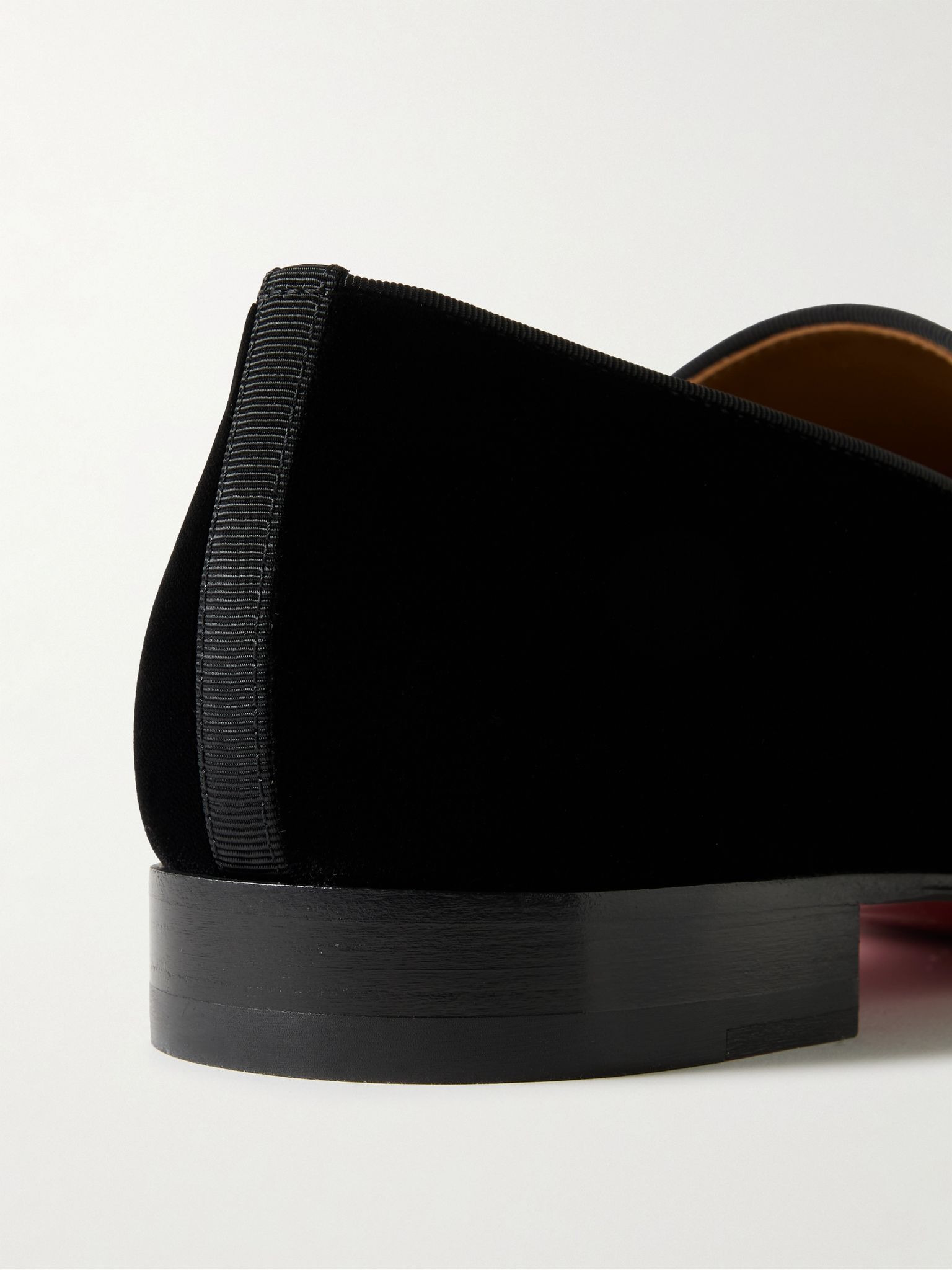 Dandelion Grosgrain-Trimmed Velvet Loafers Black - 6