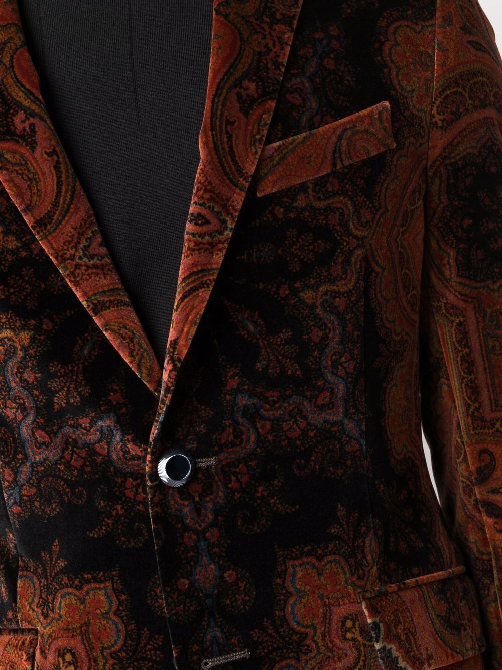 paisley-print velvet blazer - 5