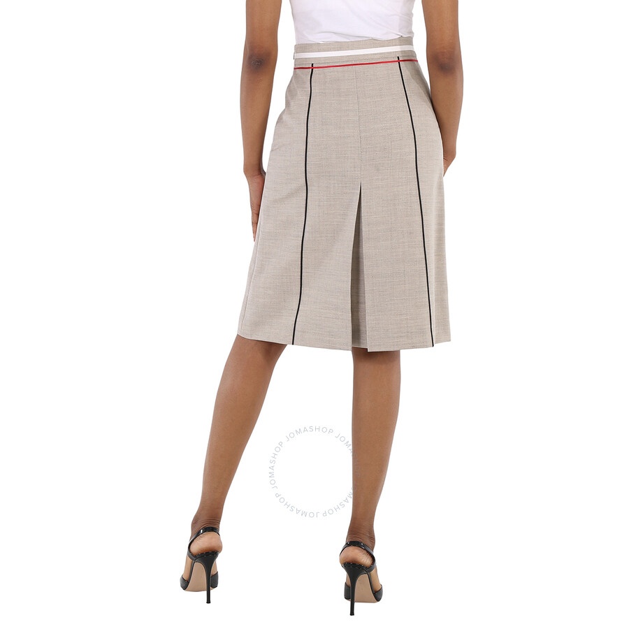 Burberry Ladies Ecru Box Pleat Detail Skirt - 6