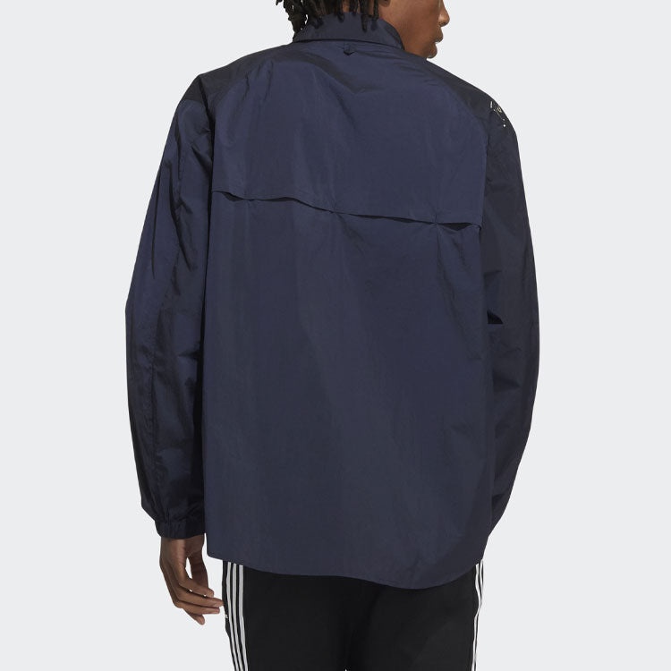 Men's adidas Prsve J Solid Color Sports Cargo Long Sleeves Ink Blue Shirt HD0039 - 3