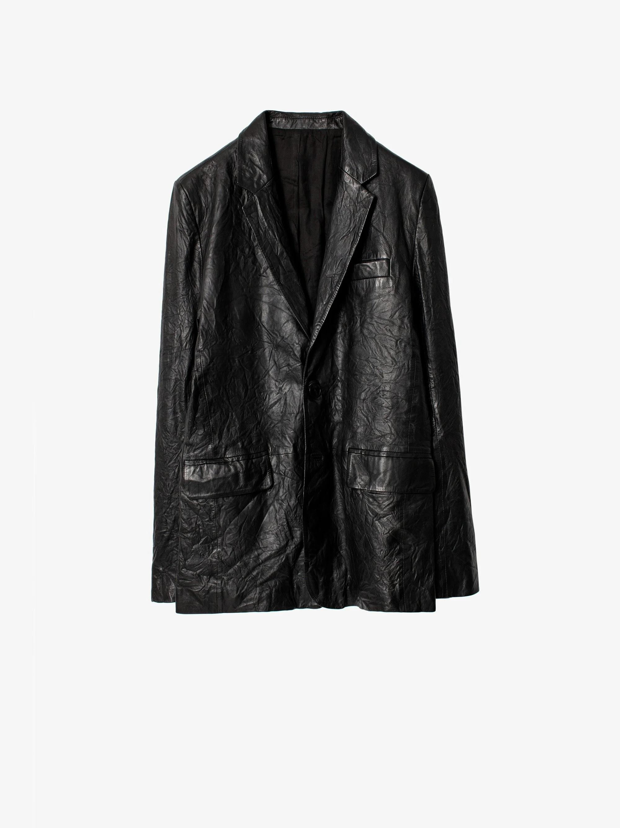 Valfried Crinkled Leather Blazer - 1