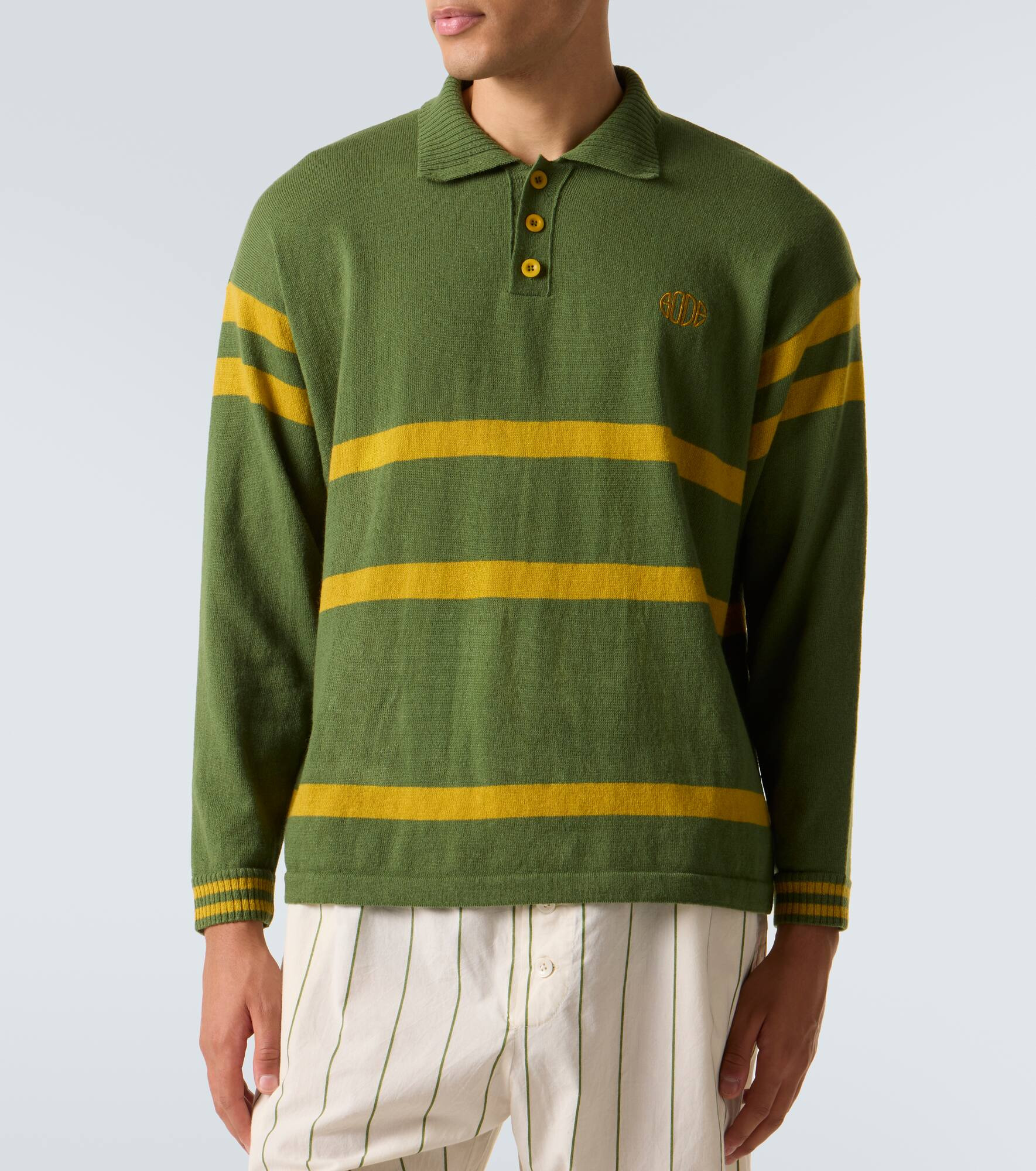 Striped virgin wool polo sweater - 3