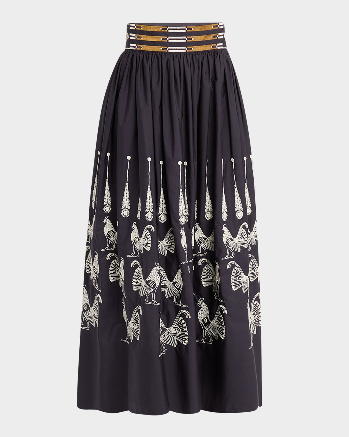 Ombretta Embroidered A-Line Maxi Skirt - 1