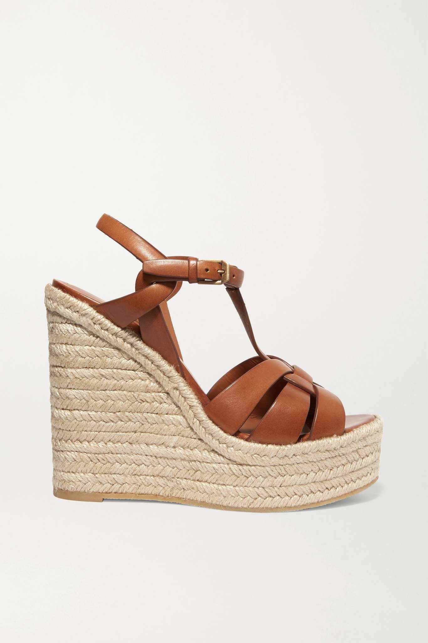 Tribute woven leather espadrille wedge sandals - 1