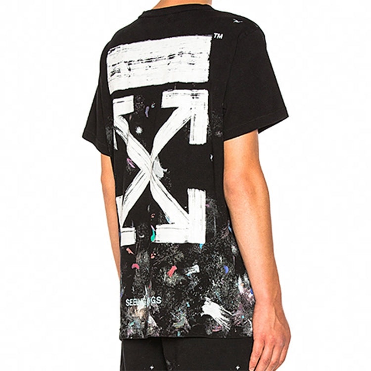 Off-White Splash Ink Short Sleeve Loose Unisex Black OMAA002F176200179901 - 4