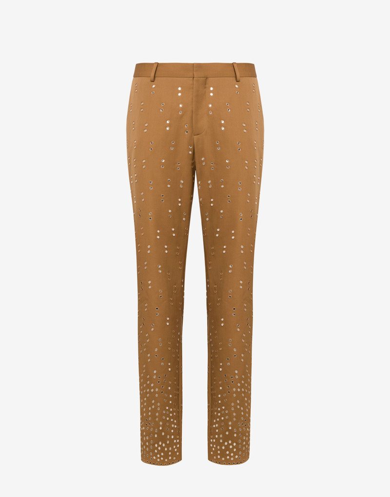 EMBROIDERED MIRRORS GABARDINE TROUSERS 1