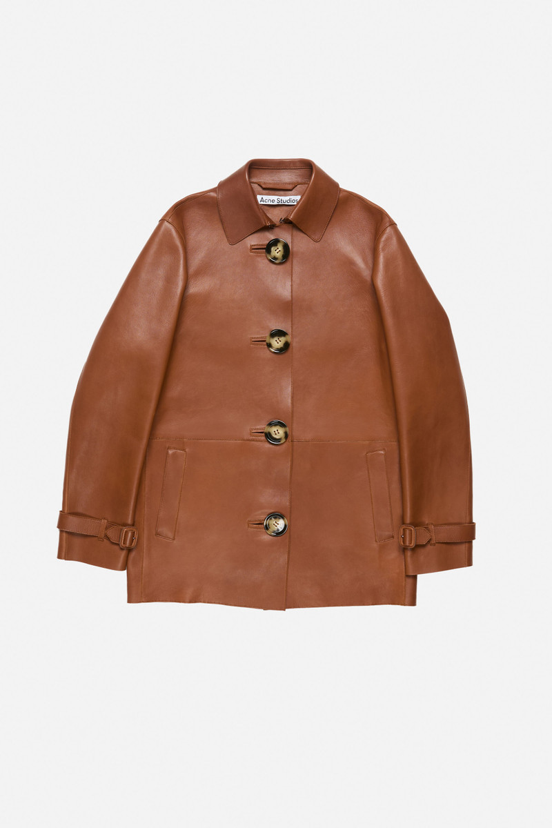 Leather coat - Cognac brown - 1
