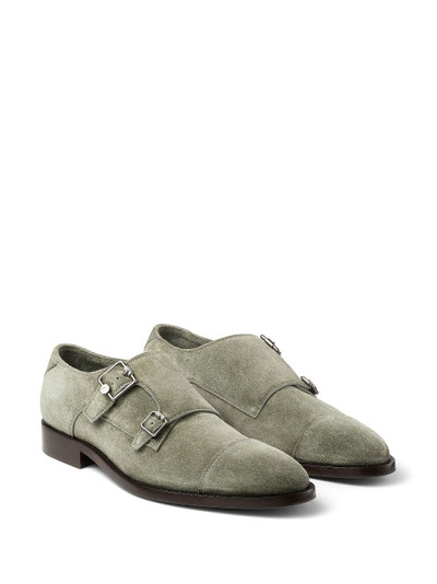 JIMMY CHOO Finnion suede monk shoes outlook