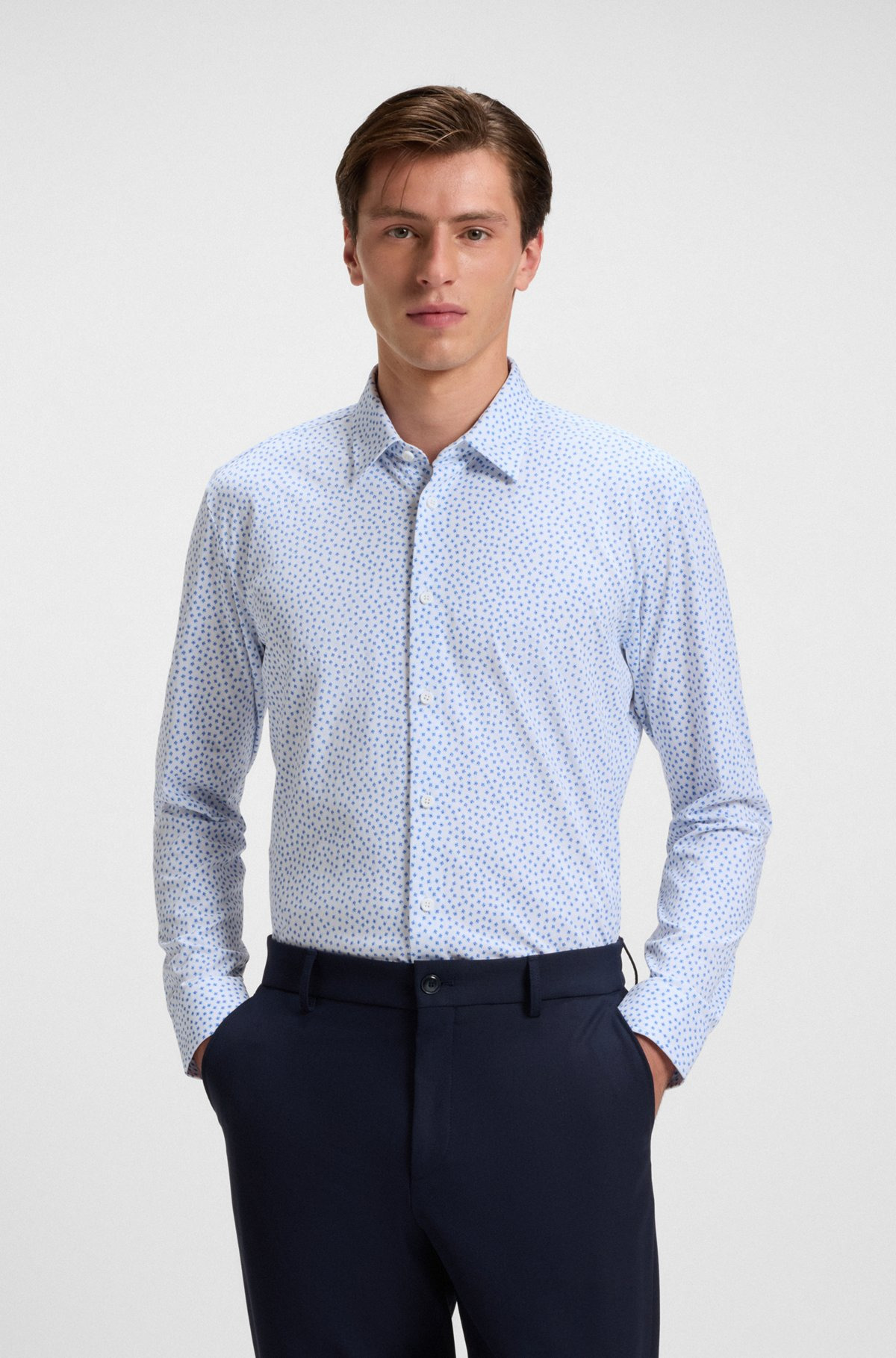 SLIM-FIT SHIRT IN PRINTED COTTON - 2
