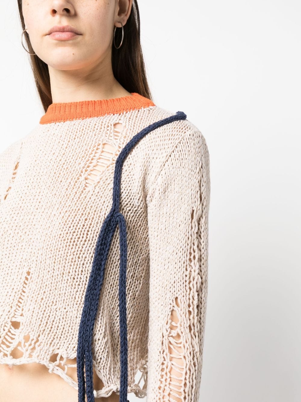 distressed-finish cropped jumper - 5