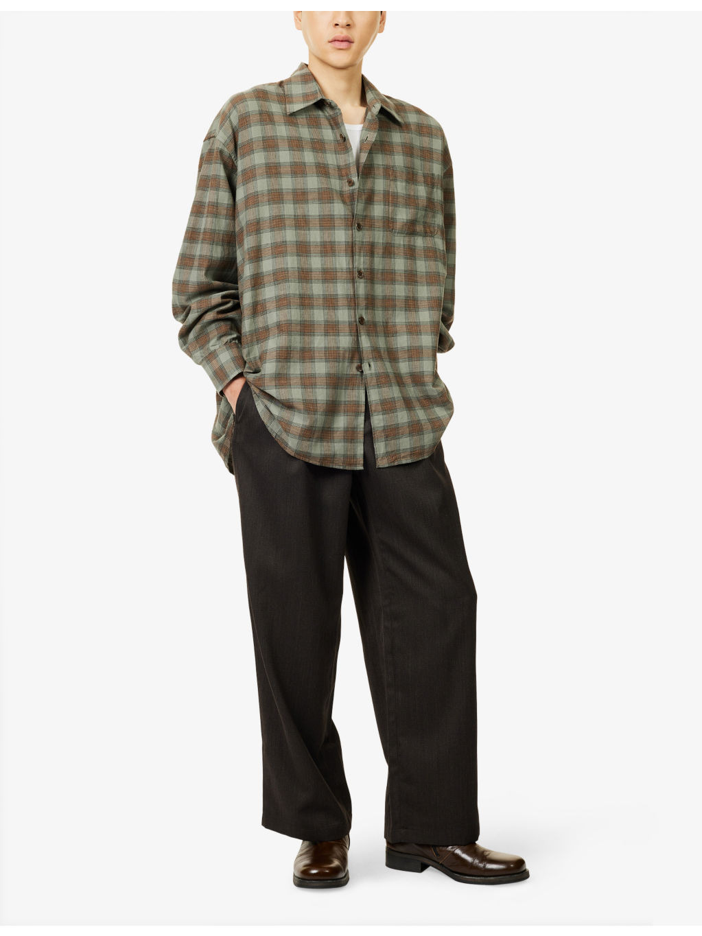 Borrowed Check Long-Sleeve Cotton Shirt - 2