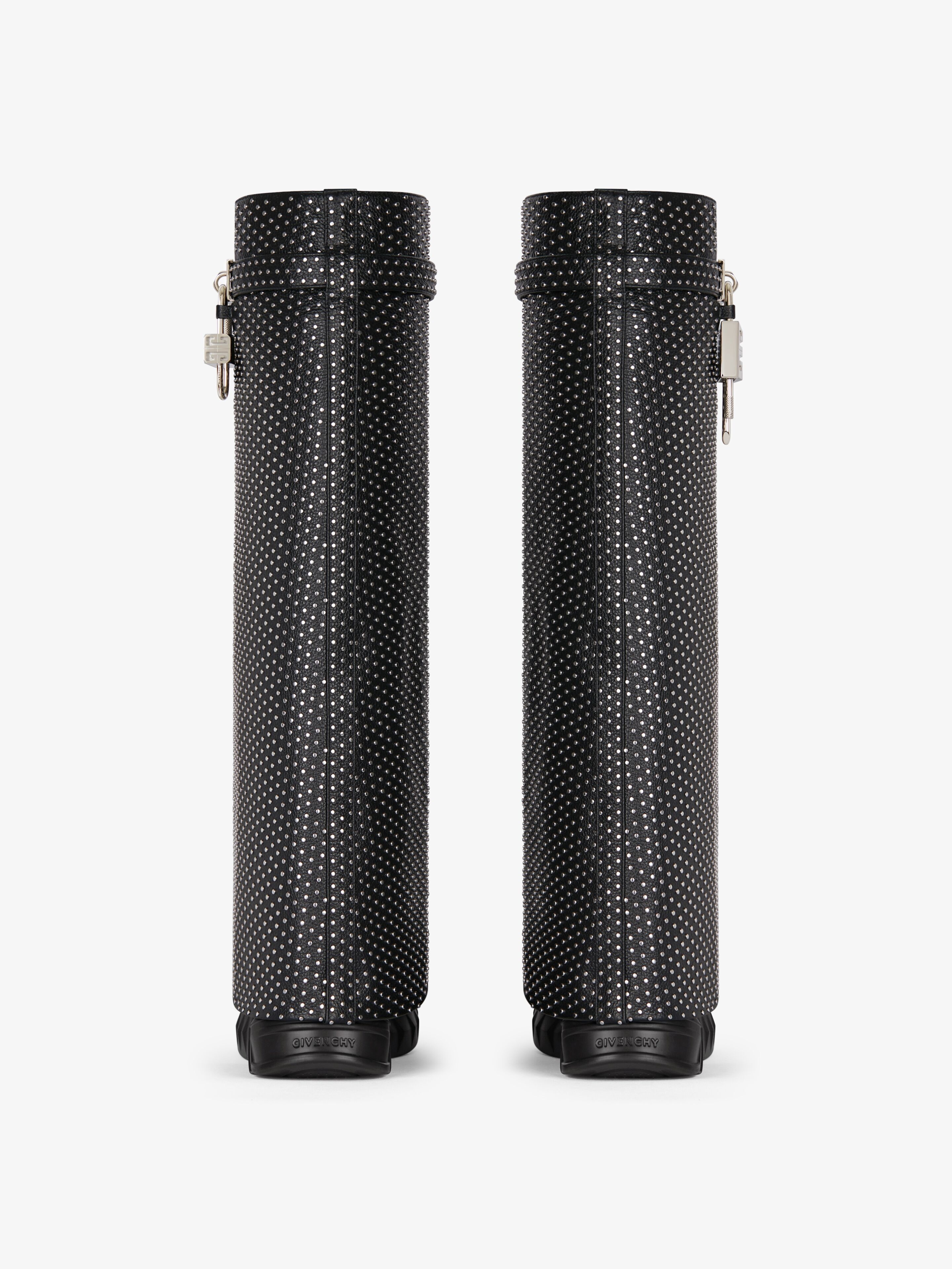SHARK LOCK BIKER BOOTS IN GRAINED LEATHER WITH STUDS - 7