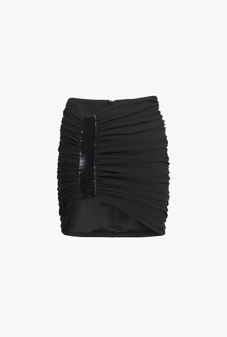 Short black jersey skirt - 1