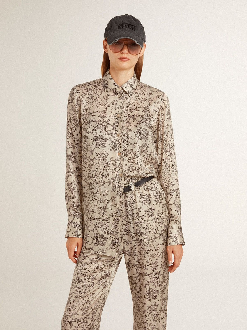Golden Goose Women's silk blend pajama shirt with a floral print outlook