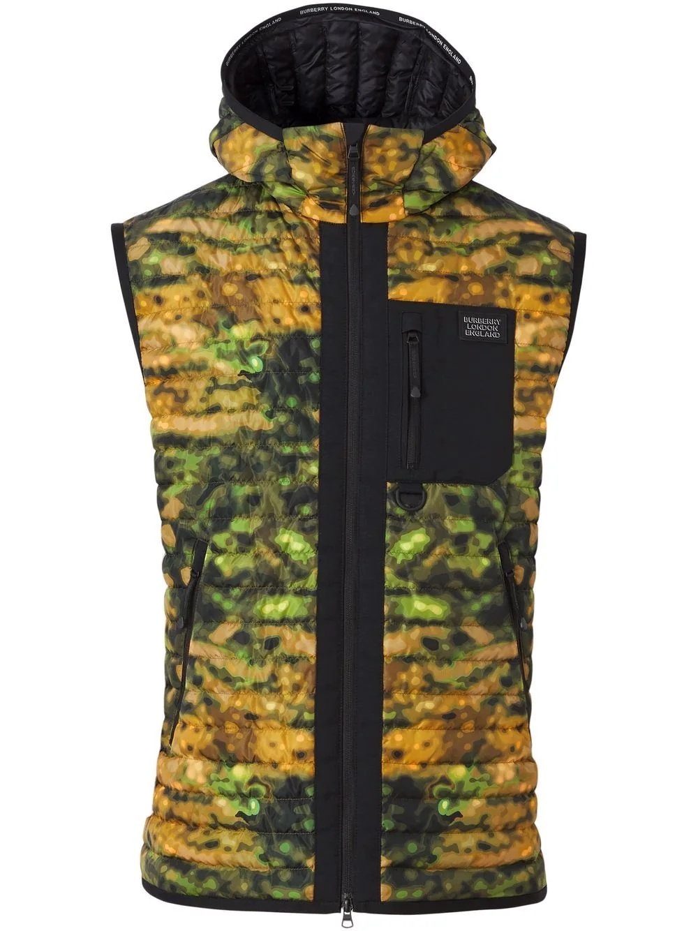 abstract-print hooded gilet - 1