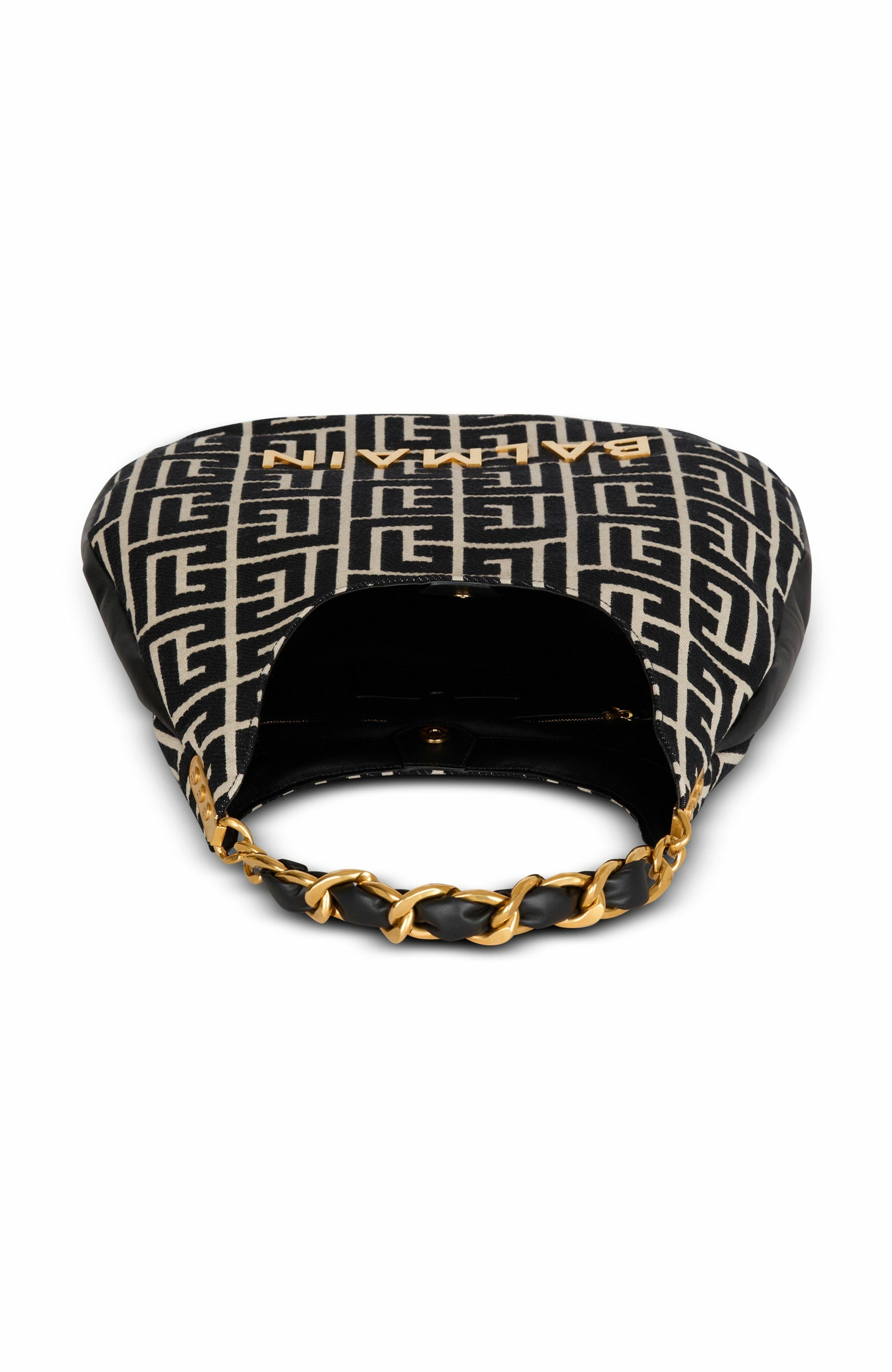 Balmain 1945 Soft Hobo Large monogrammed jacquard tote bag in Black at Nordstrom - 3