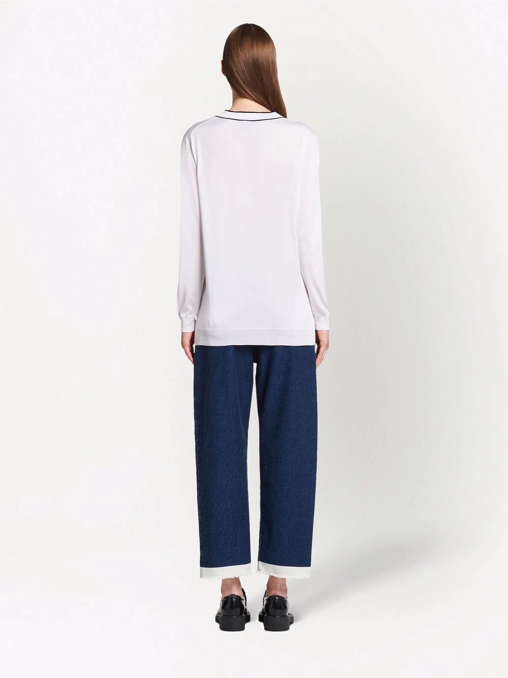 logo-knitted V-neck cardigan - 4