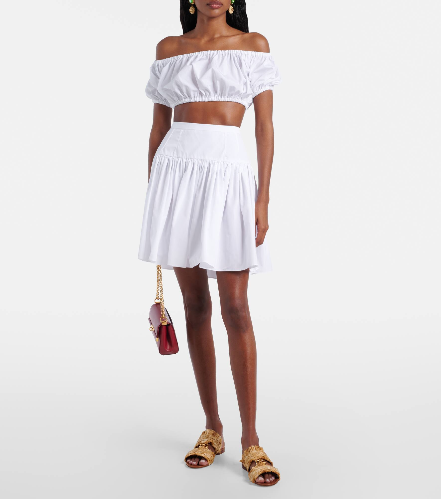 Off-shoulder cotton crop top - 2