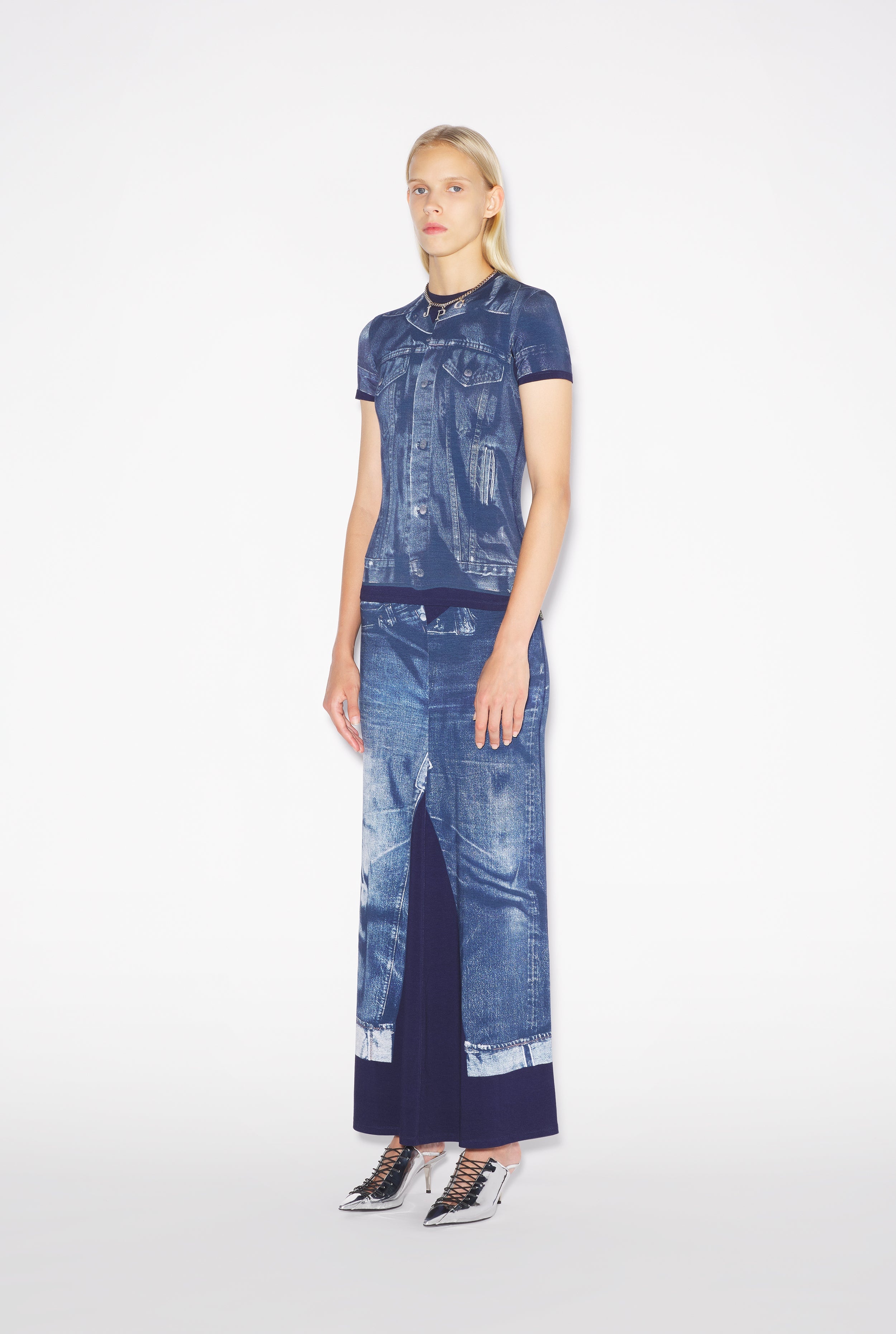 THE BLUE DENIM TROMPE-L’OEIL T-SHIRT - 2