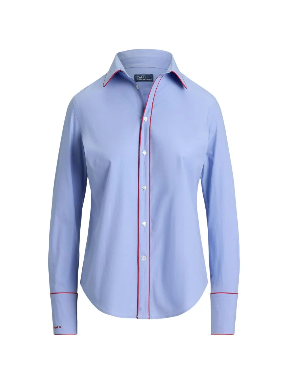 contrast-piping stretch shirt - 1