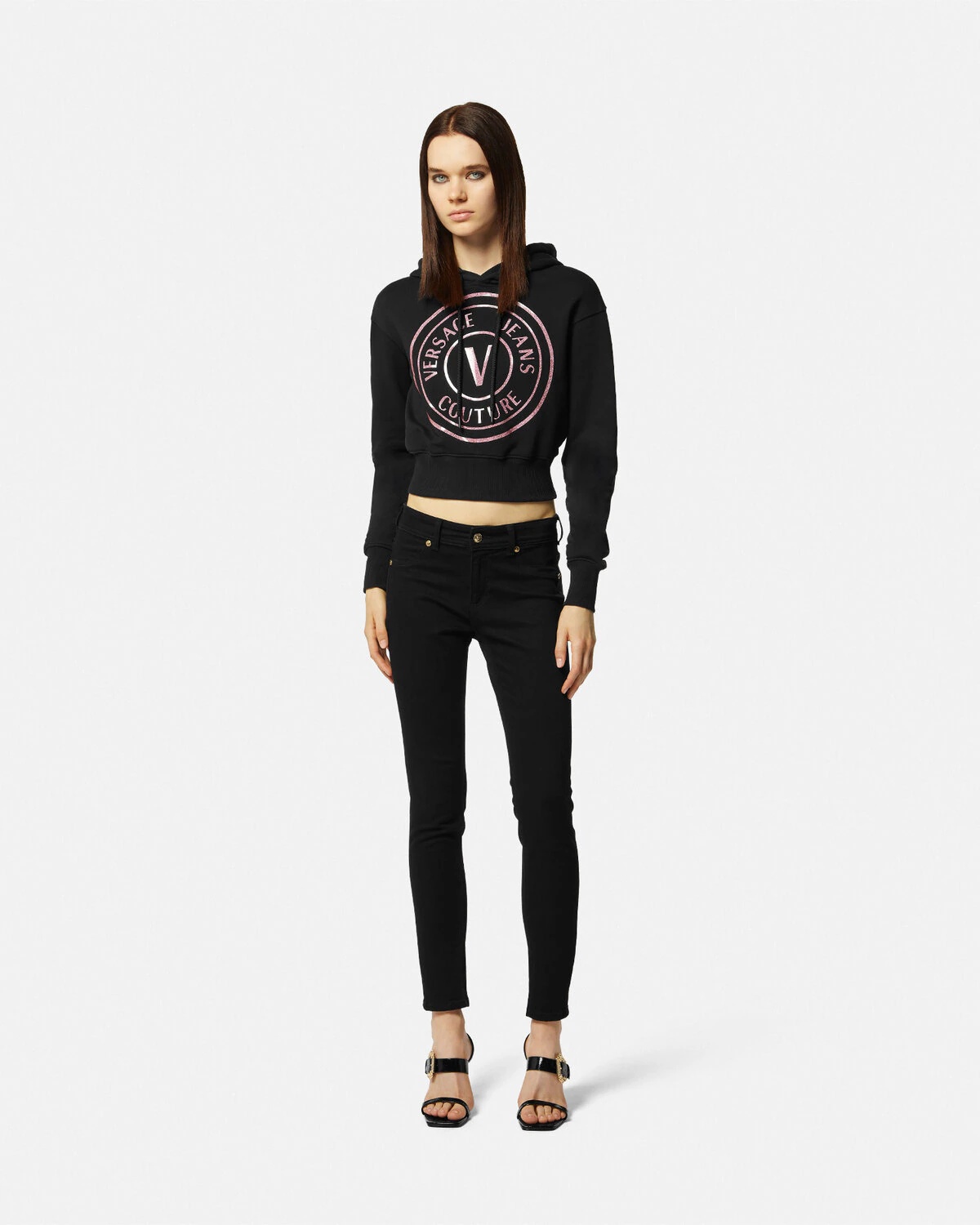 V-Emblem Crop Hoodie - 2