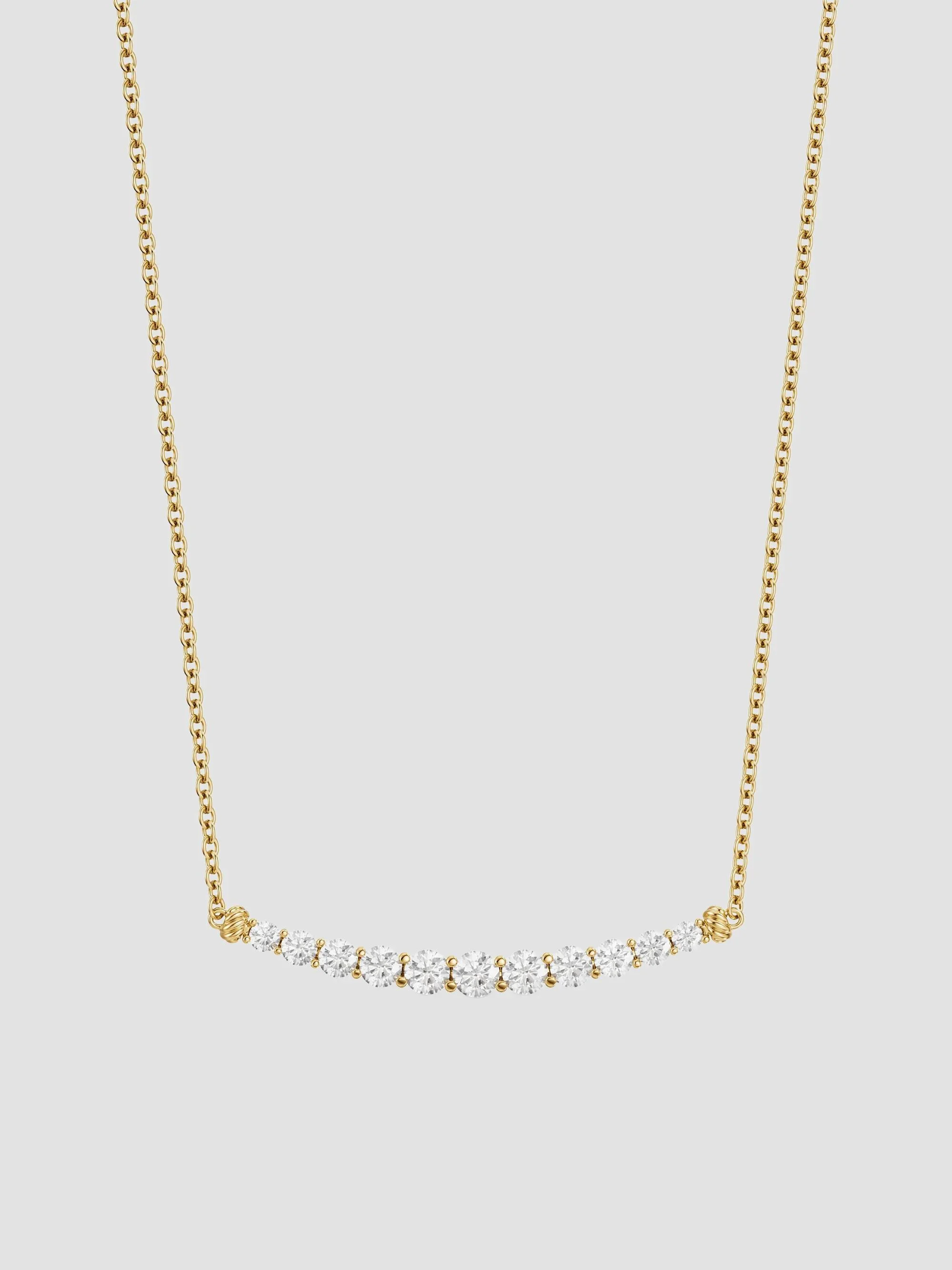Women's Petite Pavé Tapered Bar Necklace in 18K Yellow Gold - Diamond - 1