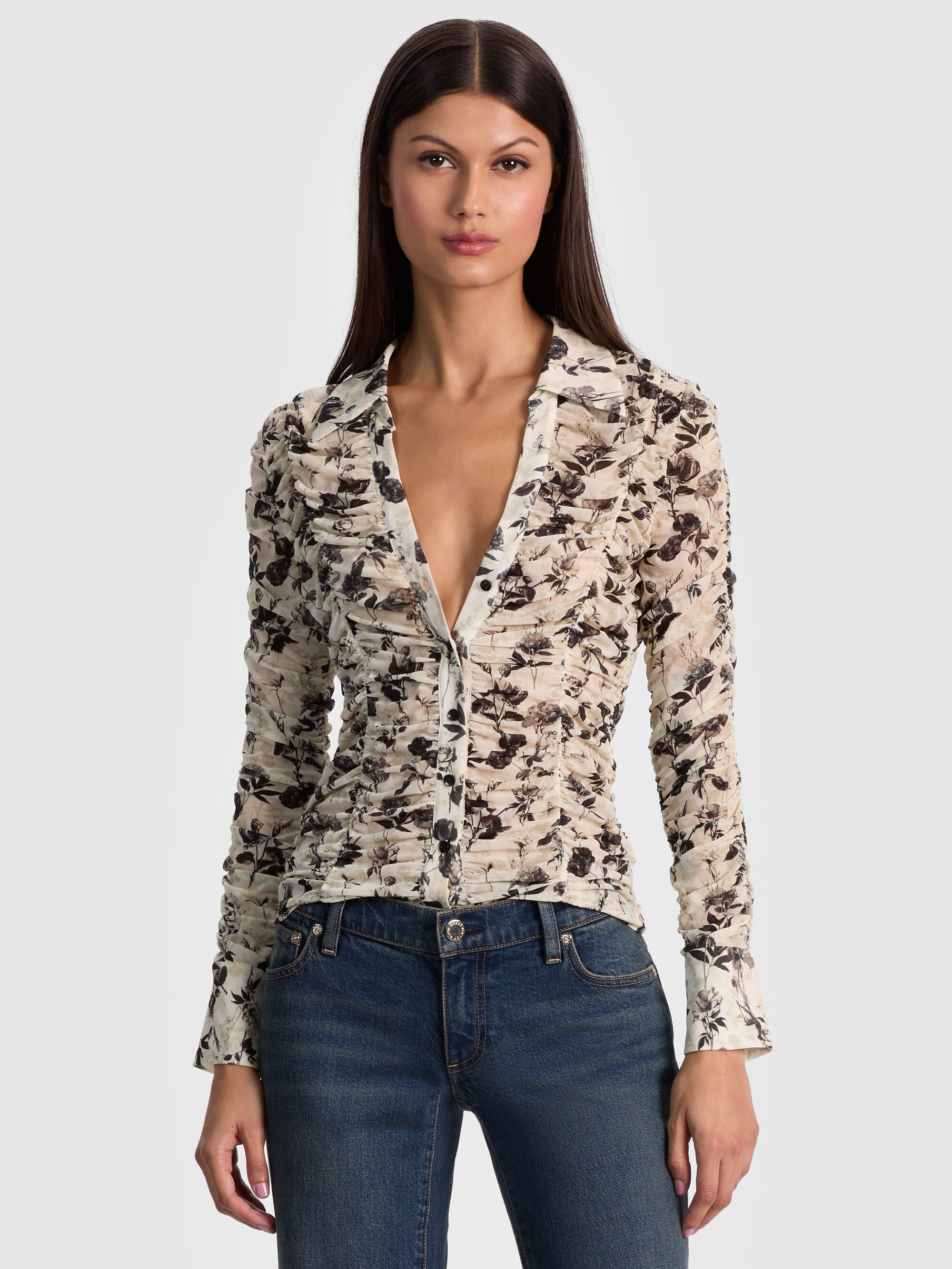PORTIA MESH BUTTON DOWN - 2