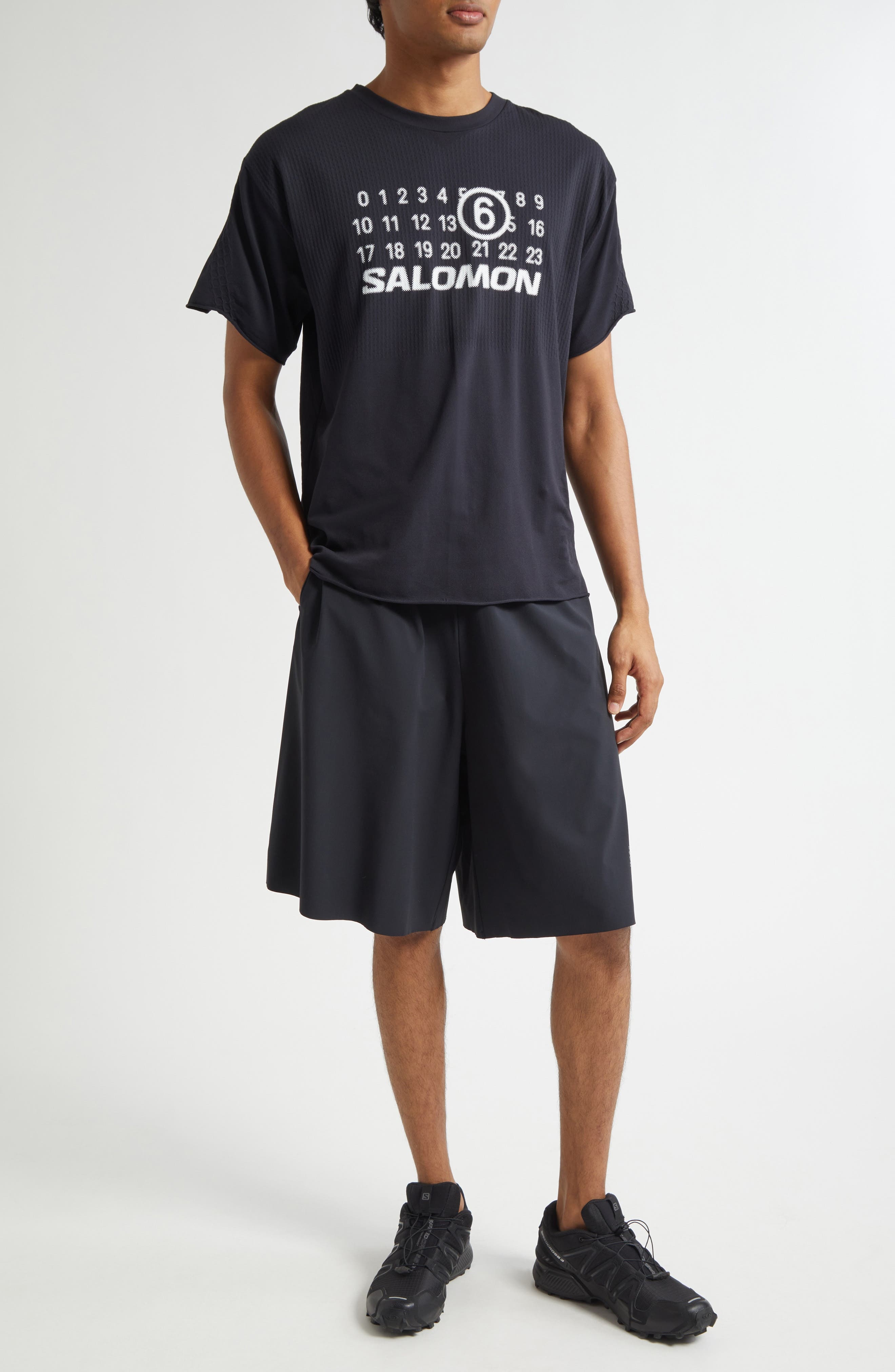 MM6 Maison Margiela x Salomon Numeric Logo Performance T-Shirt in Deep Black at Nordstrom - 2