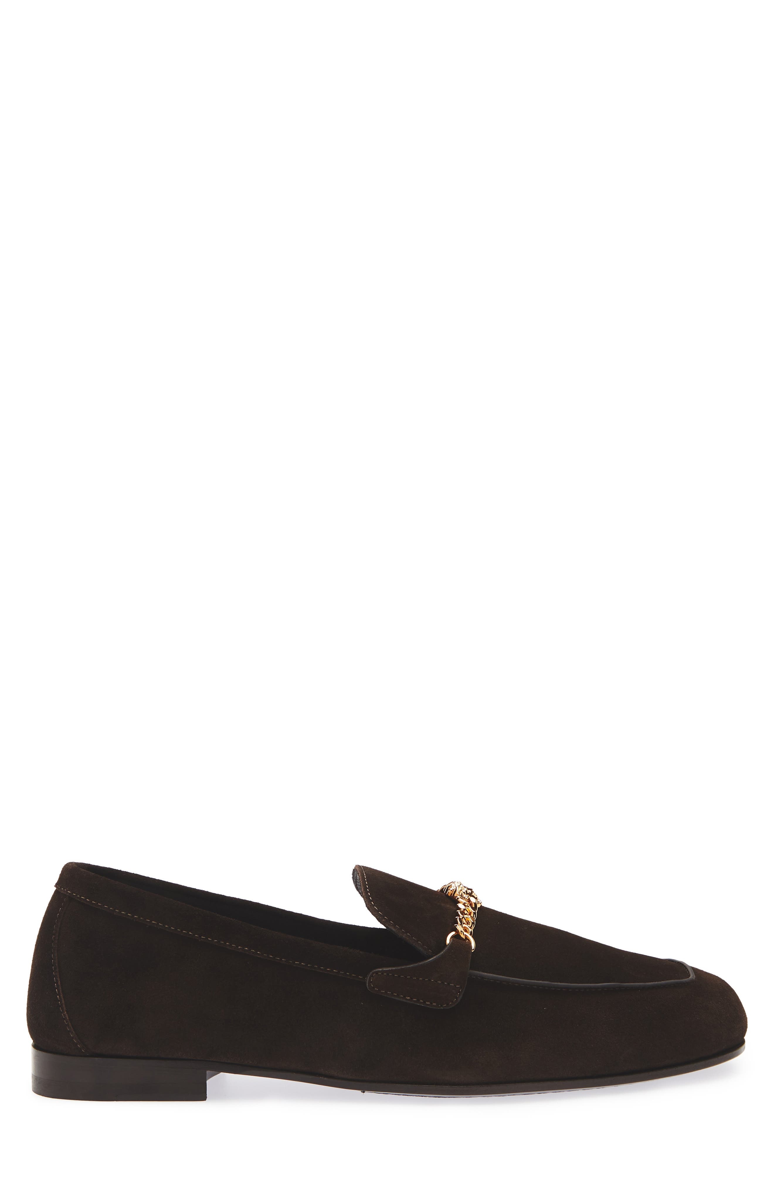 Versace Medusa Chain Suede Loafer in Ebano-Versace Gold at Nordstrom - 3
