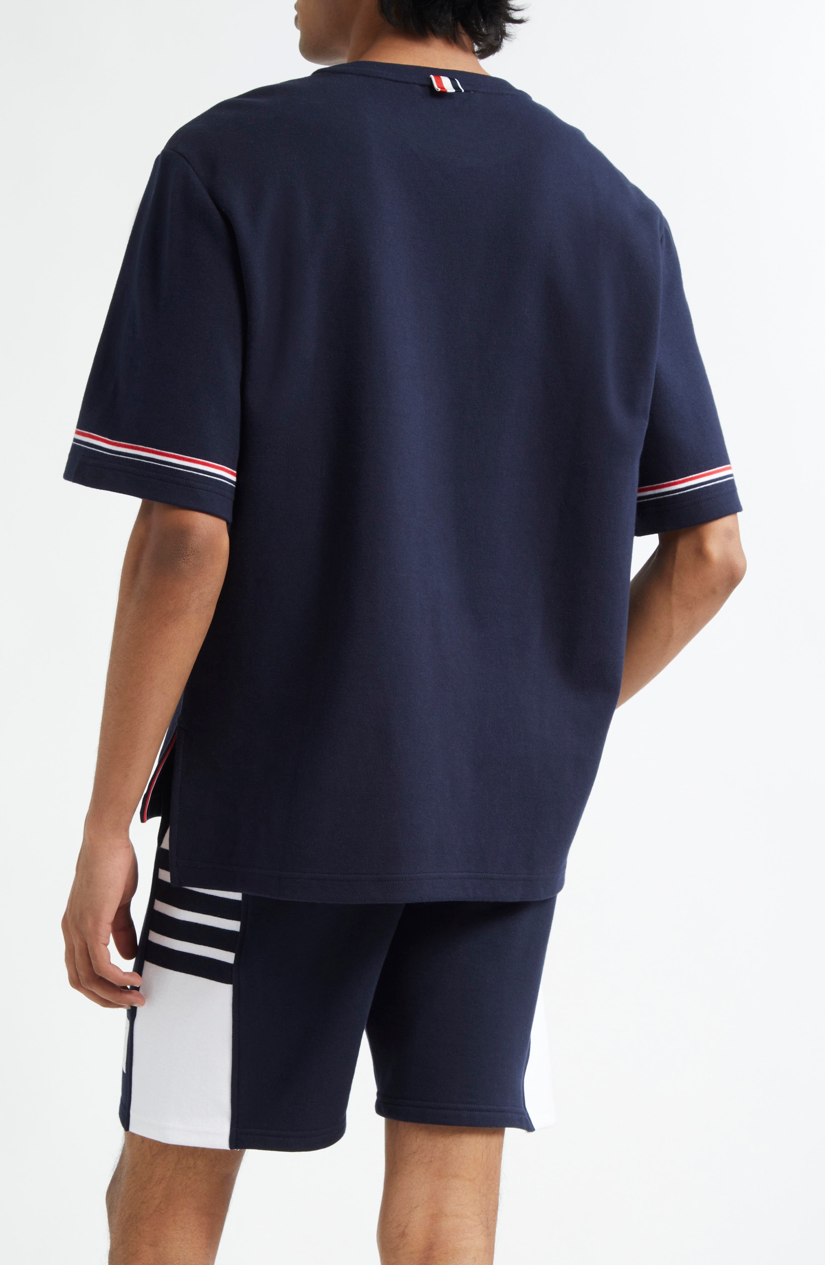 Thom Browne Rugby Fit Short Sleeve Cotton T-Shirt in Navy at Nordstrom - 3