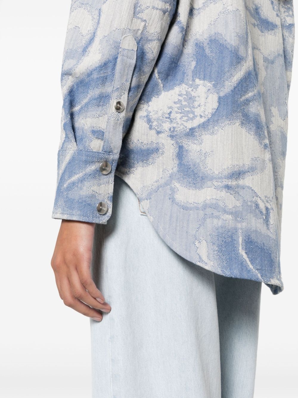 abstract-pattern print cotton-blend shirt - 5