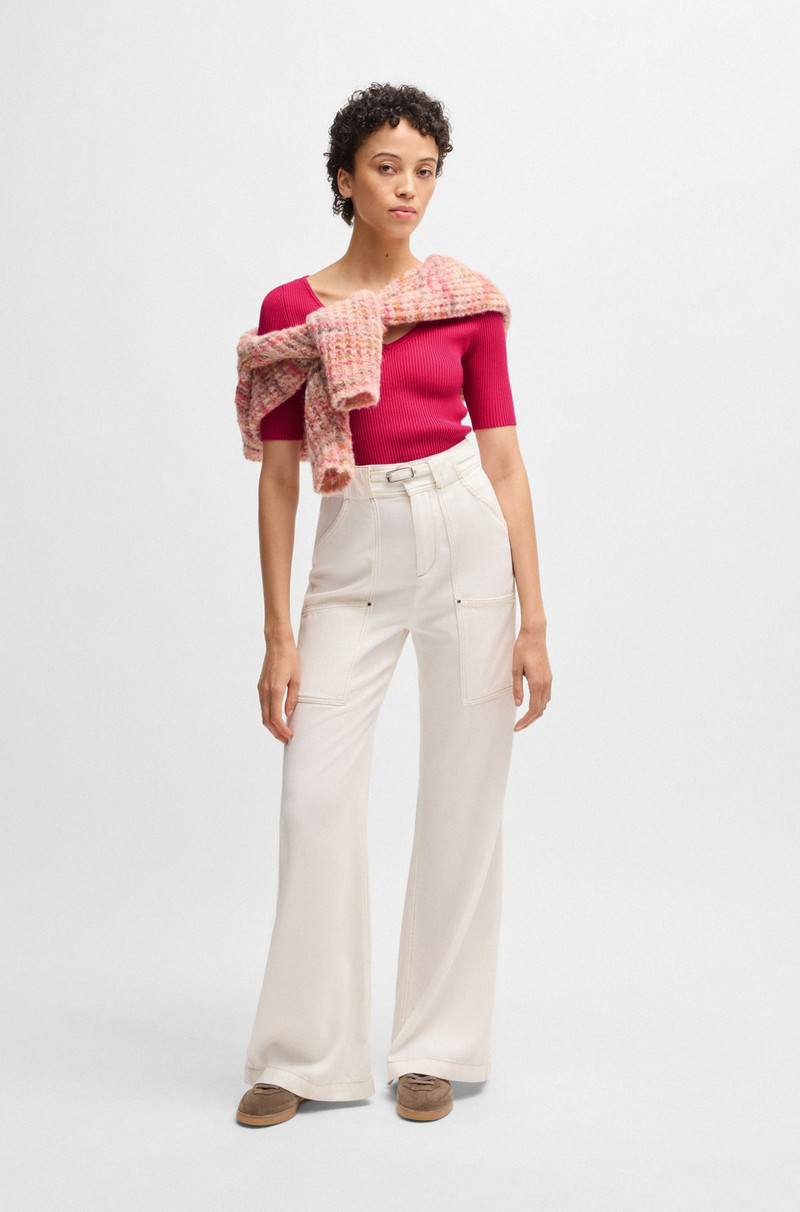 BOSS KNITTED SWEATER WITH V NECKLINE IN SLIM FIT outlook