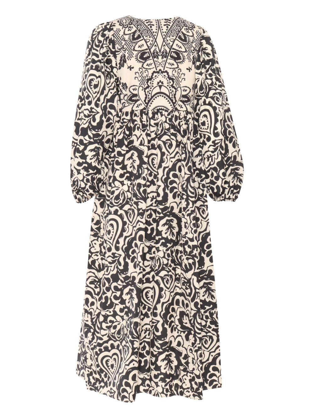 embroidered print cotton midi dress - 2