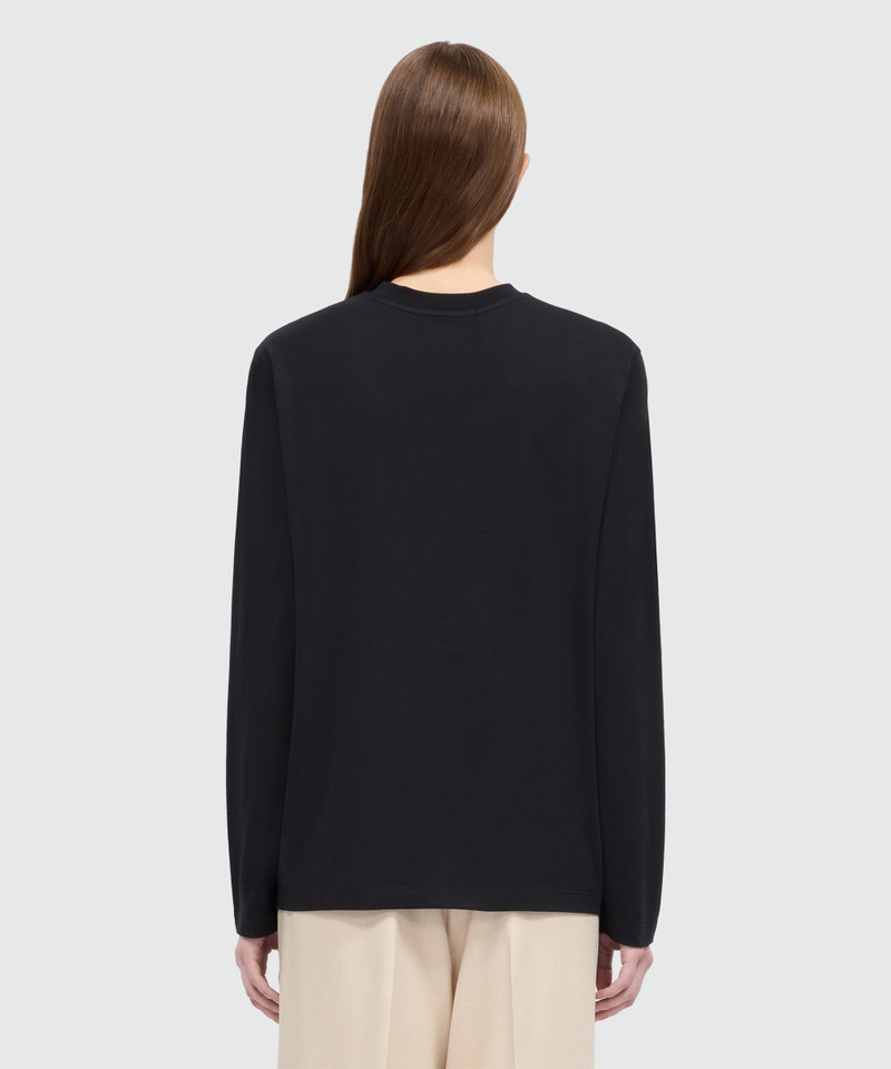 Black long-sleeve cotton jersey T-shirt with MWave logo embroidery on the chest 3