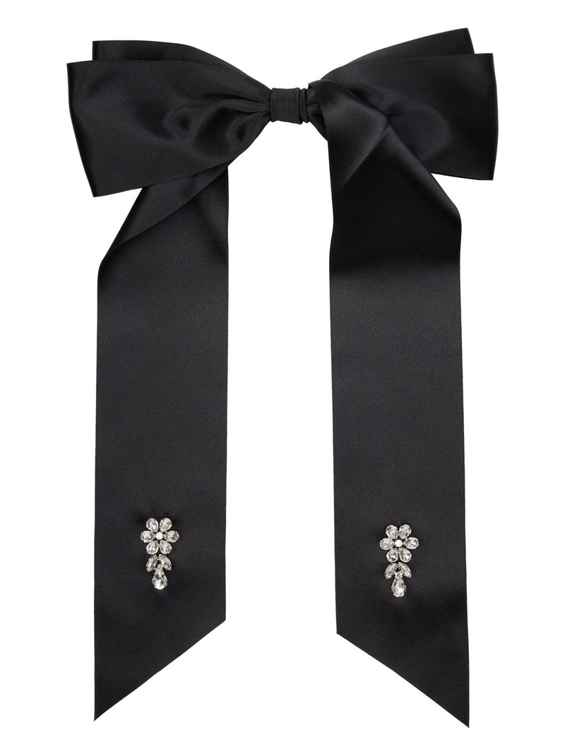 Black Crystal Flower Bow Hair Clip 1