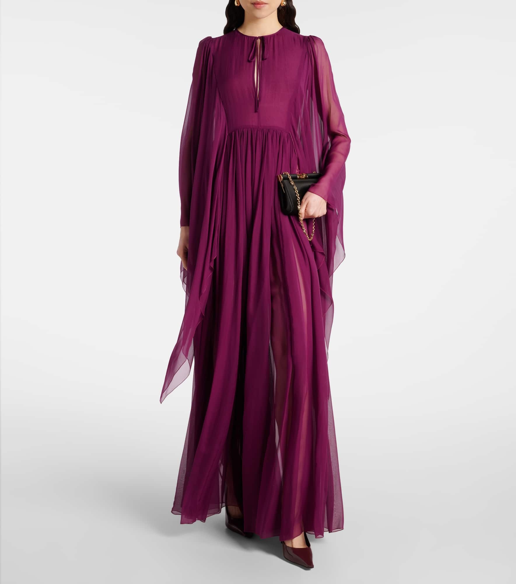 Gathered silk chiffon gown - 2