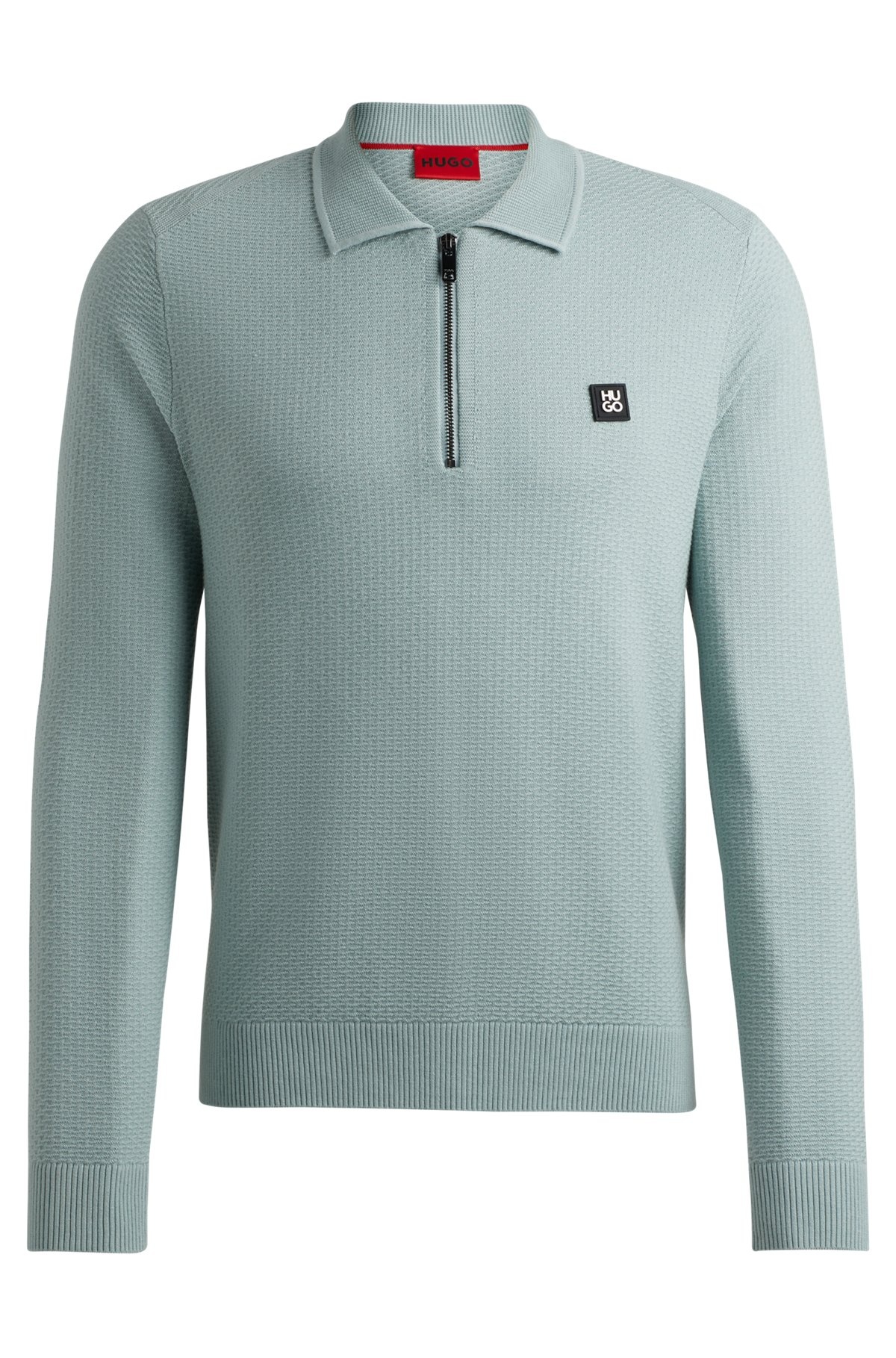 ZIP-NECK KNIT POLO WITH STACKED LOGO - 1