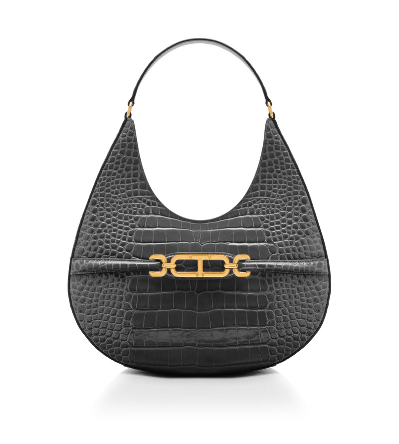 STAMPED CROCODILE LEATHER WHITNEY LARGE HOBO 1