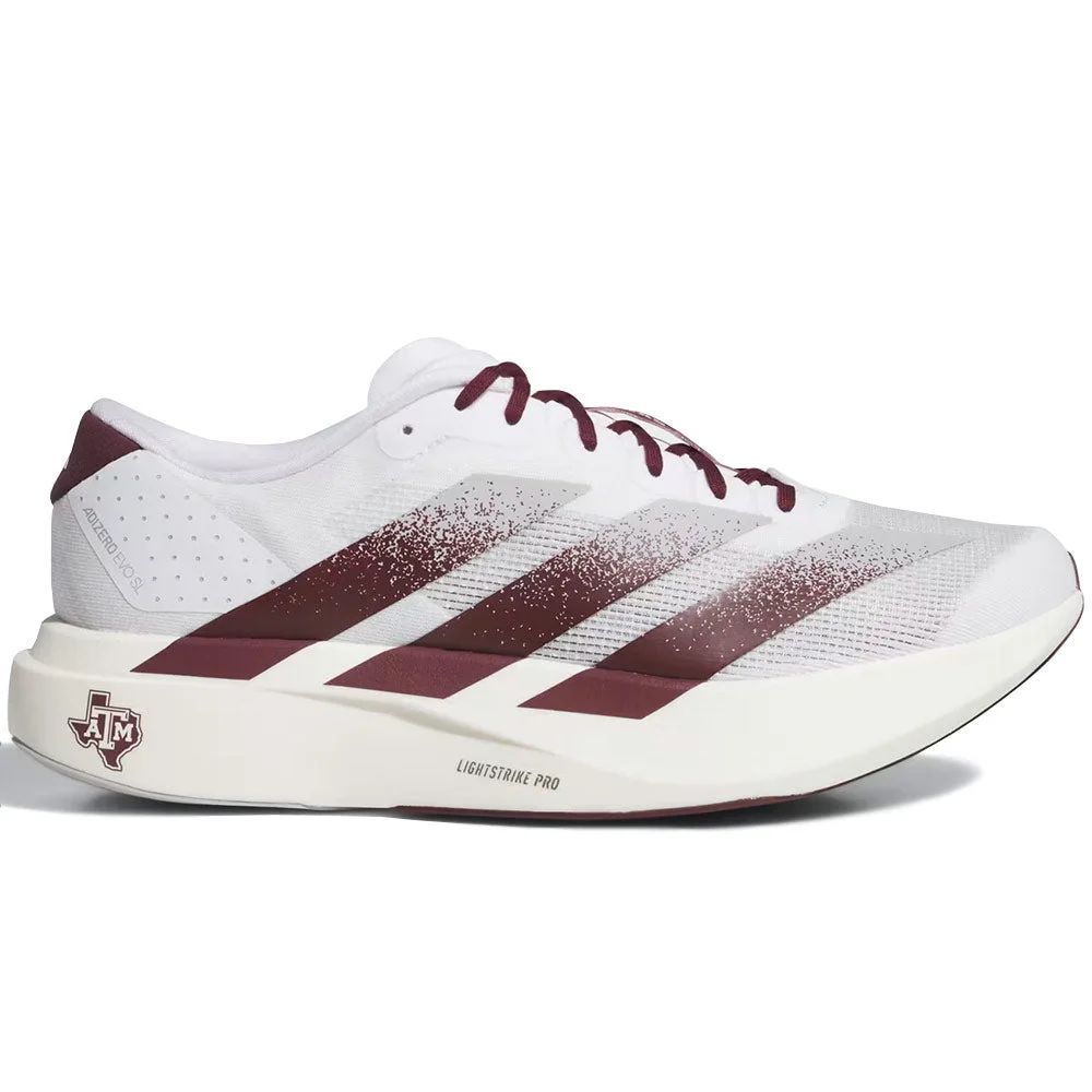 Adidas | Ncaa x White Adizero EVO SL Shoes 'Cloud White / Team Maroon / Stone' - 1