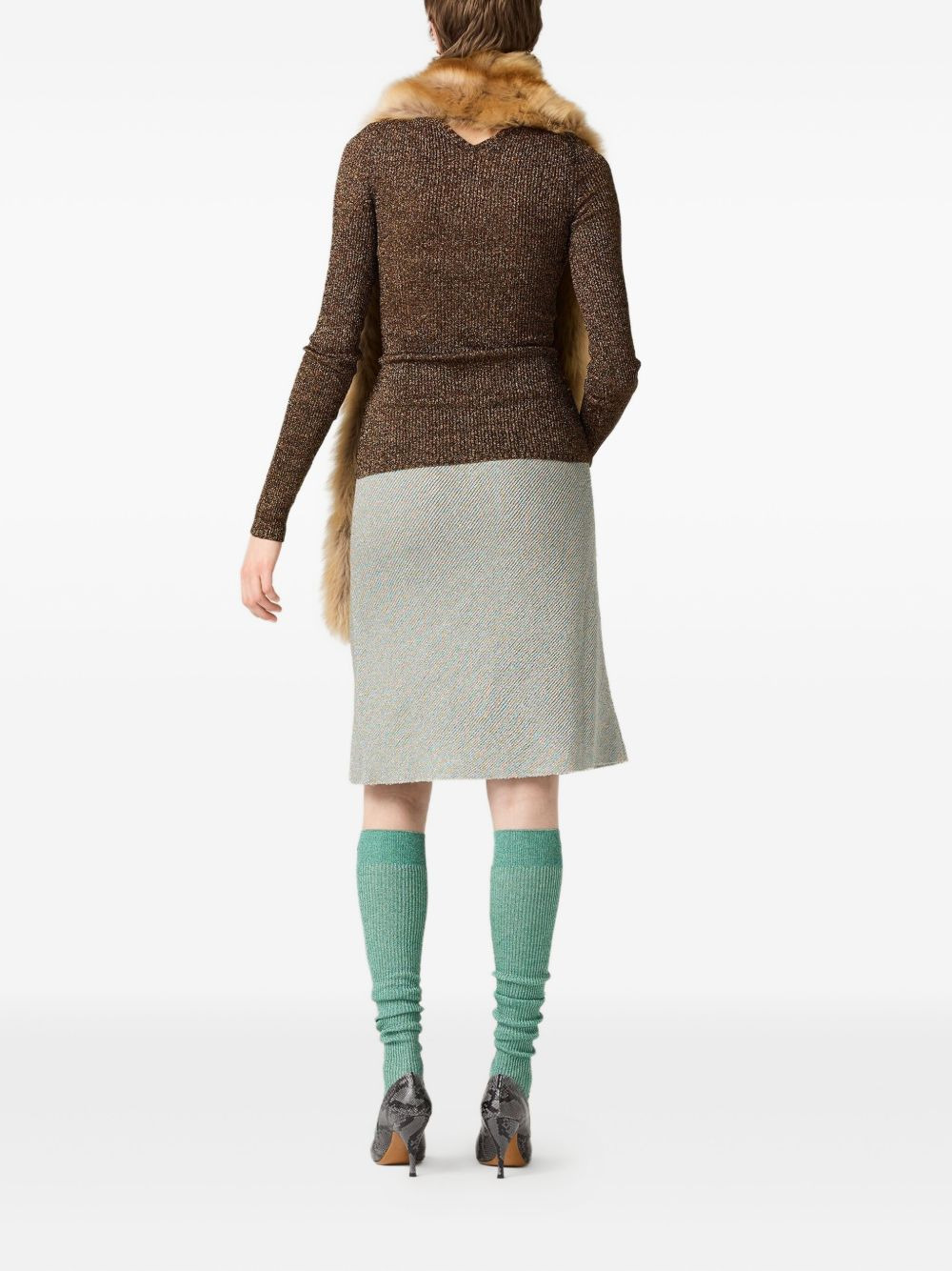 ribbed-knit flared skirt - 3