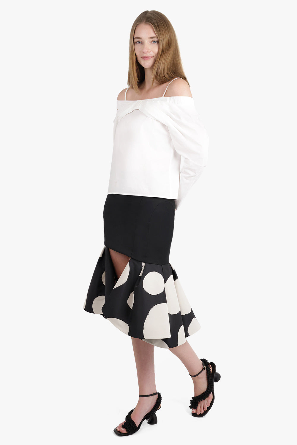 OFF SHOULDER BOW DETAIL L/S TOP | WHITE - 7