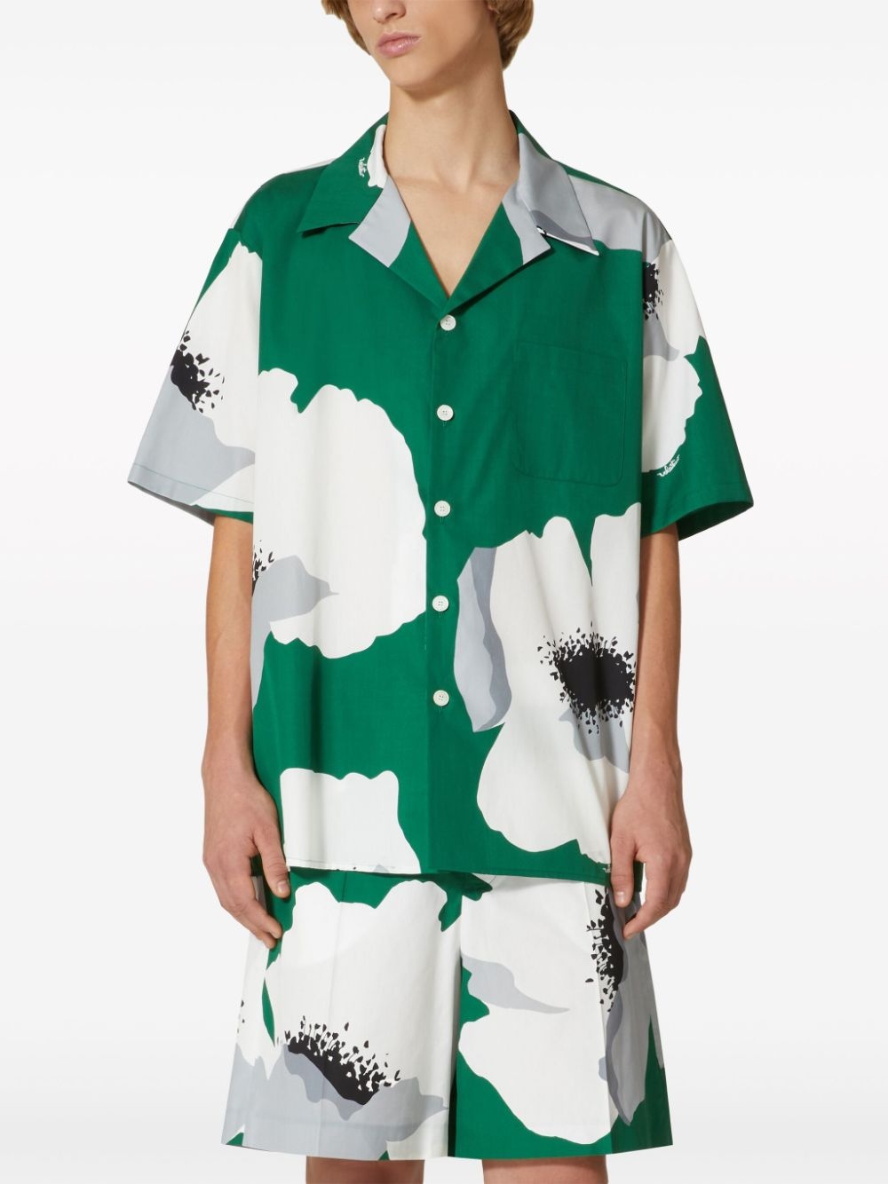 Flower Portrait-print bowling shirt - 3