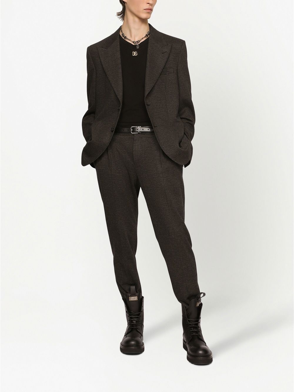 check-knit blazer - 2
